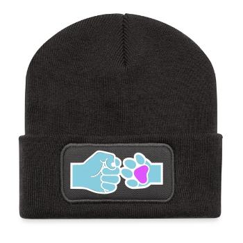 Coup de poing de patte : équipe d’animaux humains - Beanie recyclé à patch - charbon - Devant