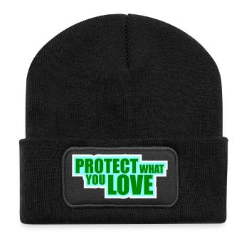Protect What You Love Nature Protection Statement Logo - Recycled Patch Beanie - black - Front