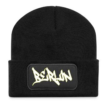 Berlin Graffiti Brown Schriftzug - Recycelte Patch Beanie - Schwarz - Vorne