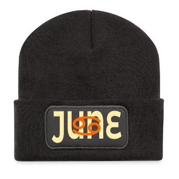 Anniversaire juin - Cancer du signe du zodiaque - Beanie recyclé à patch - charbon - Devant