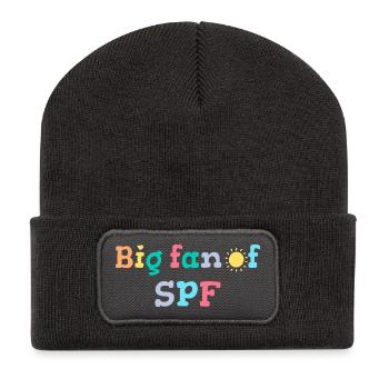 SPF Sonnenschutz Fan Sommer Sonne - Recycelte Patch Beanie - Dunkelgrau - Vorne