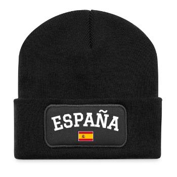 Spanien Flagge Design Weiss - Recycelte Patch Beanie - Schwarz - Vorne