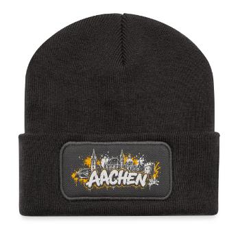 Aachen Graffiti Skyline Shirt - Recycelte Patch Beanie - Dunkelgrau - Vorne