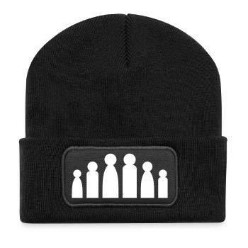 Minimalist Family - Silhouette Parents Children - Recycled Patch Beanie - black - Front