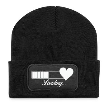 Herz-Loading Fortschritt - Recycelte Patch Beanie - Schwarz - Vorne