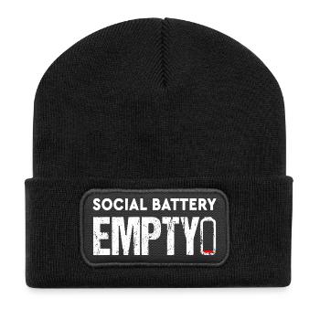 Social Battery Empty Funny Introvert Saying - Recycled Patch Beanie - black - Front