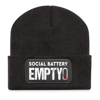 Social Battery Empty Funny Introvert Saying - Recycled Patch Beanie - dark grey - Front