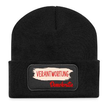 Demokratie Sprüche - Verantwortung - Recycelte Patch Beanie - Schwarz - Vorne