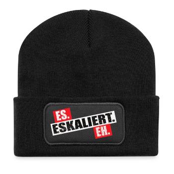 Es Eskaliert Eh - Recycelte Patch Beanie - Schwarz - Vorne