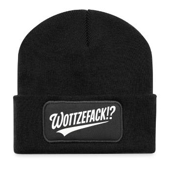 Wottzefack Humor Spruch Lustig Witzig Geschenkidee - Recycelte Patch Beanie - Schwarz - Vorne