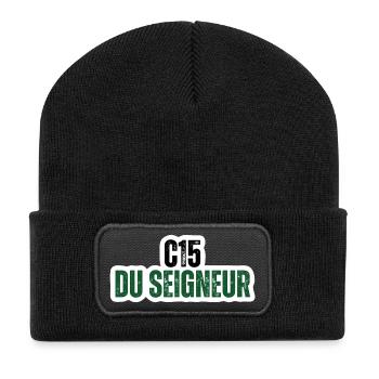 C15 du Seigneur - badge vintage vert - Beanie recyclé à patch - noir - Devant