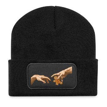 Biscuits en pain d’épices – La Création – Weihn drôle - Beanie recyclé à patch - noir - Devant