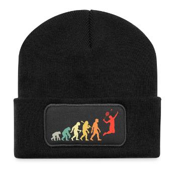 Badminton Evolution Badmintonspieler Smash Retro - Recycelte Patch Beanie - Schwarz - Vorne