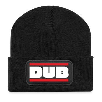 DUB Word Grass avec des barres rouges - Beanie recyclé à patch - noir - Devant
