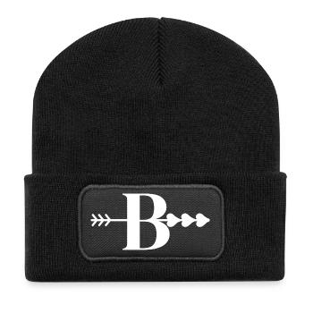 Letter b arrow heart - Recycled Patch Beanie - black - Front