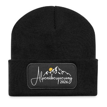 Alpen Überquerung 2026 - Wandern - Recycelte Patch Beanie - Schwarz - Vorne