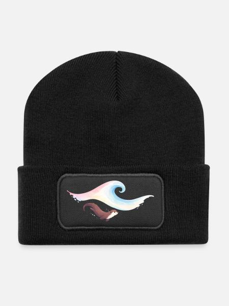 Otter und Welle - Recycelte Patch Beanie - Schwarz