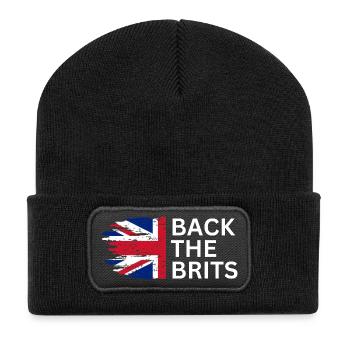 Back the Brits Tennis Lustiger britischer Tennisfan Gif - Recycelte Patch Beanie - Schwarz - Vorne