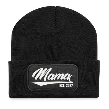 Mama 2027 Vintage Mama est 2027 - Recycelte Patch Beanie - Schwarz - Vorne