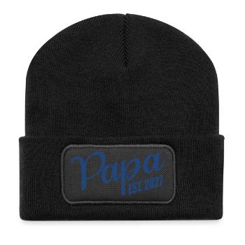 Baby verkünden, Papa 2027 - Recycelte Patch Beanie - Schwarz - Vorne