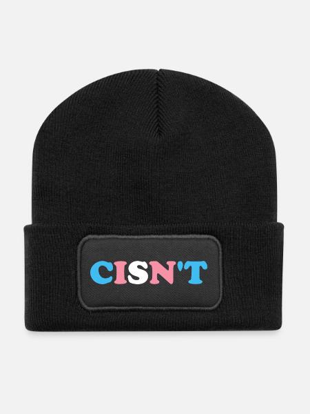 Cisn't Transgender Saying - Recycled Patch Beanie - black
