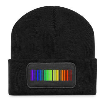 Regenbogen Strichcode, LGBT - Recycelte Patch Beanie - Schwarz - Vorne
