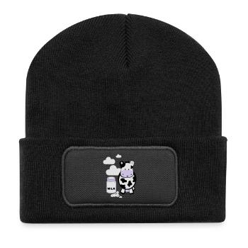 kuh milk - Recycelte Patch Beanie - Schwarz - Vorne