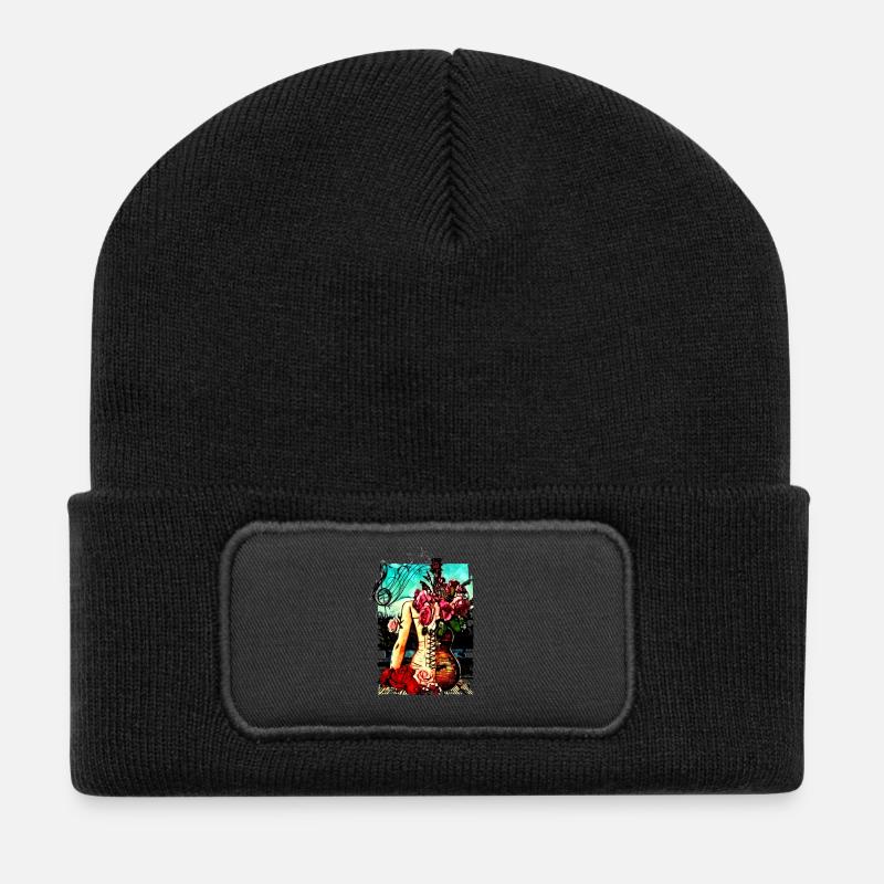 Gitarre Hüften - Recycelte Patch Beanie - Schwarz