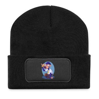 Monkey Business - Recycelte Patch Beanie - Schwarz - Vorne