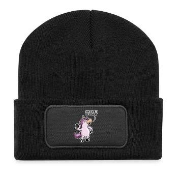 Sprich mit dem Huf - Recycelte Patch Beanie - Schwarz - Vorne