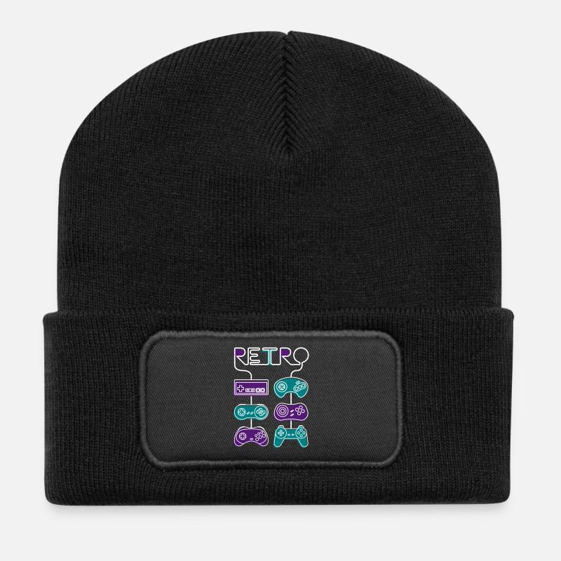 Retro Gaming - Recycelte Patch Beanie - Schwarz