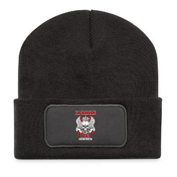 Mai - légende - anniversaire - DE - Beanie recyclé à patch - charbon - Devant