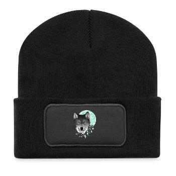 loup - Beanie recyclé à patch - noir - Devant