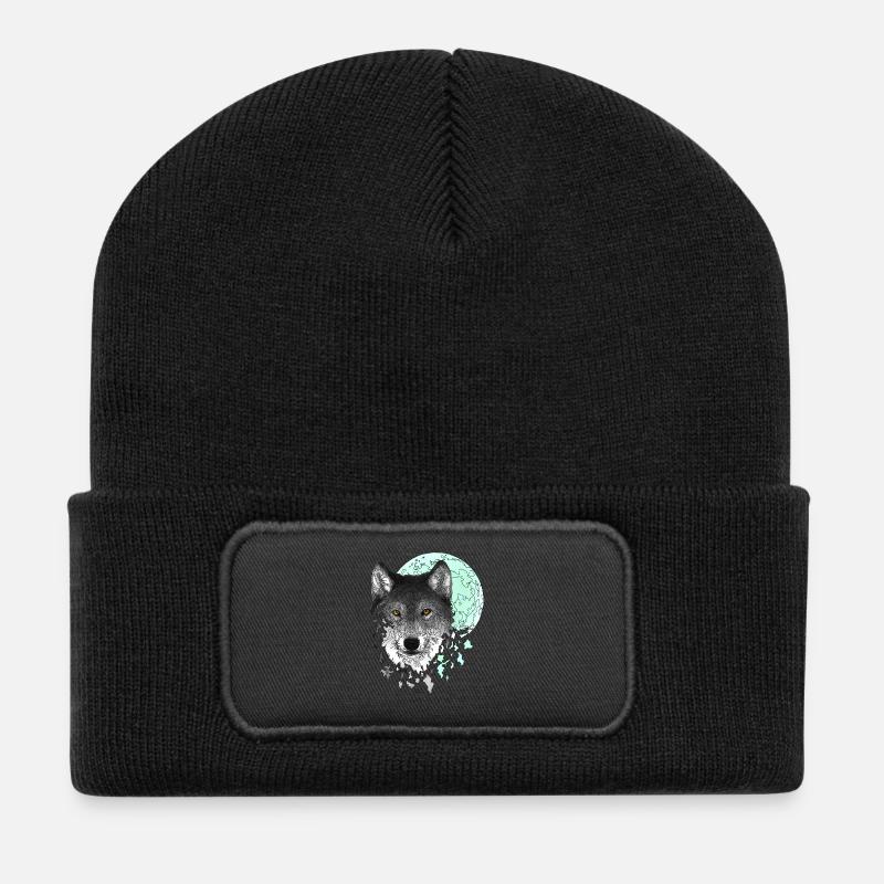 loup - Beanie recyclé à patch - noir