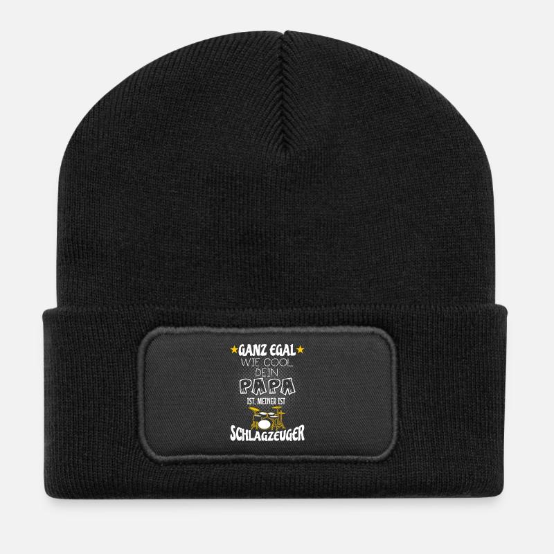 Mein Papa ist Schlagzeuger - Recycelte Patch Beanie - Schwarz