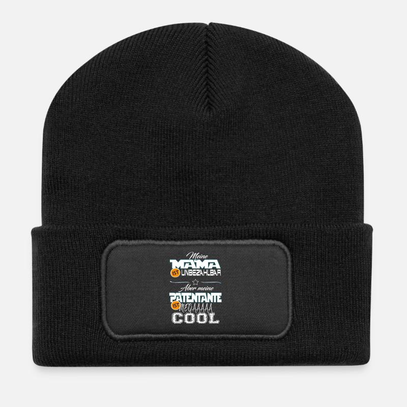Patentante mega cool - Recycelte Patch Beanie - Schwarz