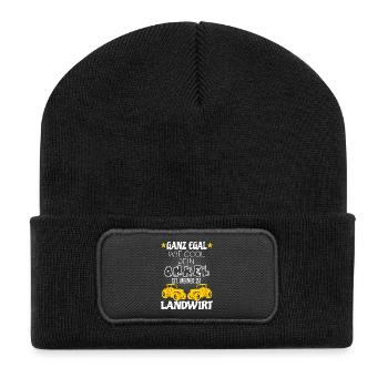 Kinder T-Shirt - Mein Onkel ist cooler Landwirt - Recycelte Patch Beanie - Schwarz - Vorne