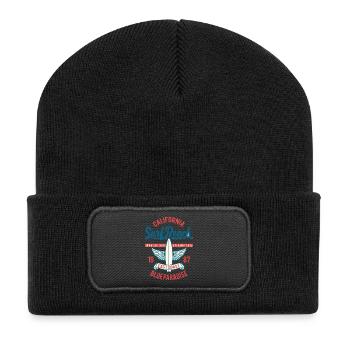 Surfing surfing christmas sun beach waves - Recycled Patch Beanie - black - Front