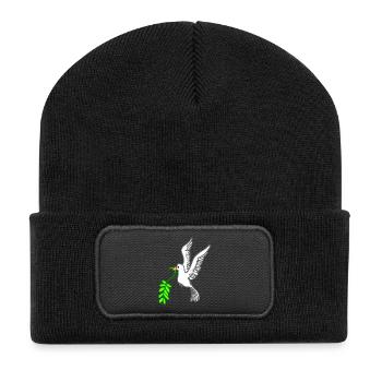 Dove of peace drawn - Recycled Patch Beanie - black - Front