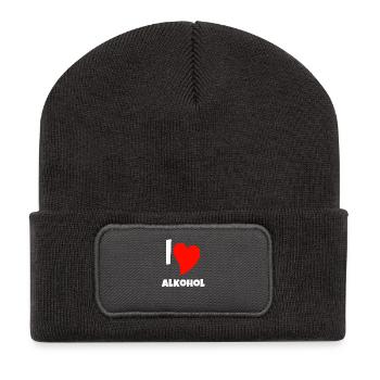 Love alkohol - Recycelte Patch Beanie - Dunkelgrau - Vorne