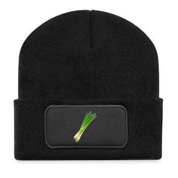 zwiebeln onion halloween gemuese vegetables39 - Recycelte Patch Beanie - Schwarz - Vorne