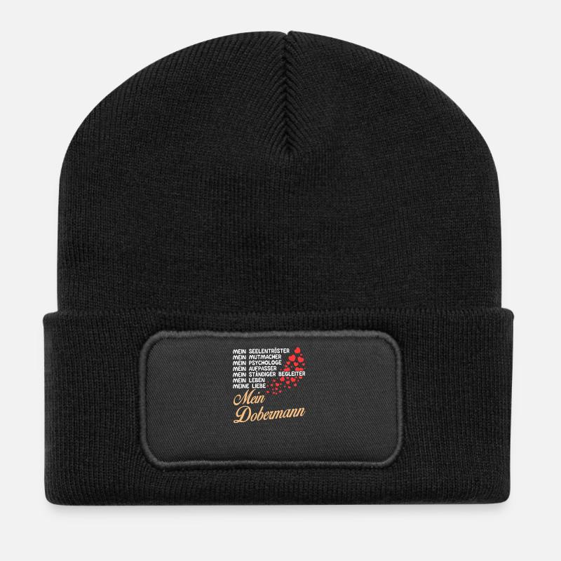 Dobermann - Mein - Recycelte Patch Beanie - Schwarz