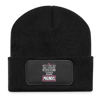 Malinois Hund Geschenk T-Shirt Bester Freund - Recycelte Patch Beanie - Schwarz - Vorne