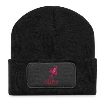peace rocket pink - Recycelte Patch Beanie - Schwarz - Vorne