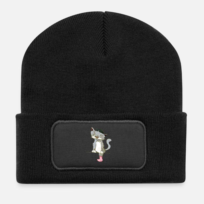 monsieur chat - Recycelte Patch Beanie - Schwarz