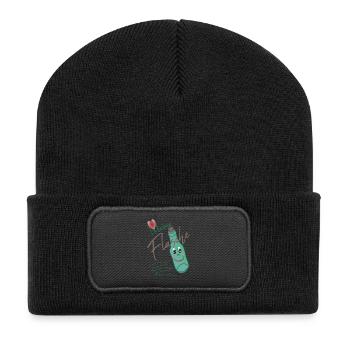 Flasche - Recycelte Patch Beanie - Schwarz - Vorne