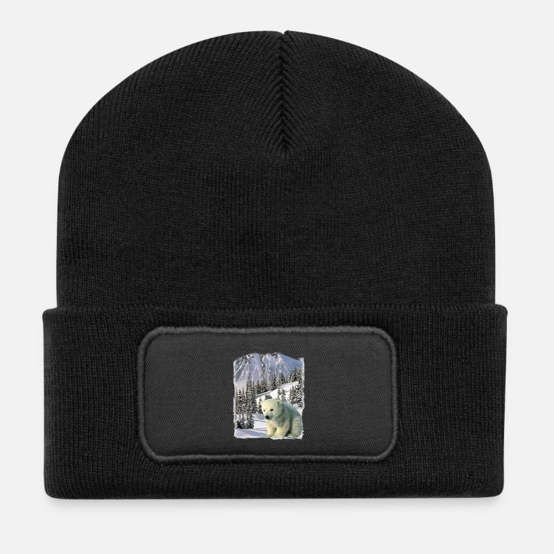 ours - Beanie recyclé à patch - noir