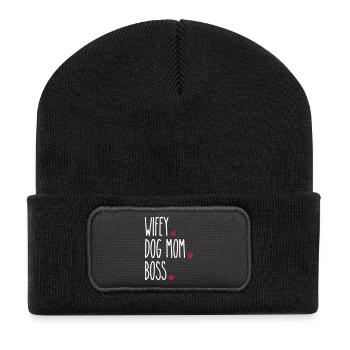 Wifey Chien Maman Boss - Beanie recyclé à patch - noir - Devant