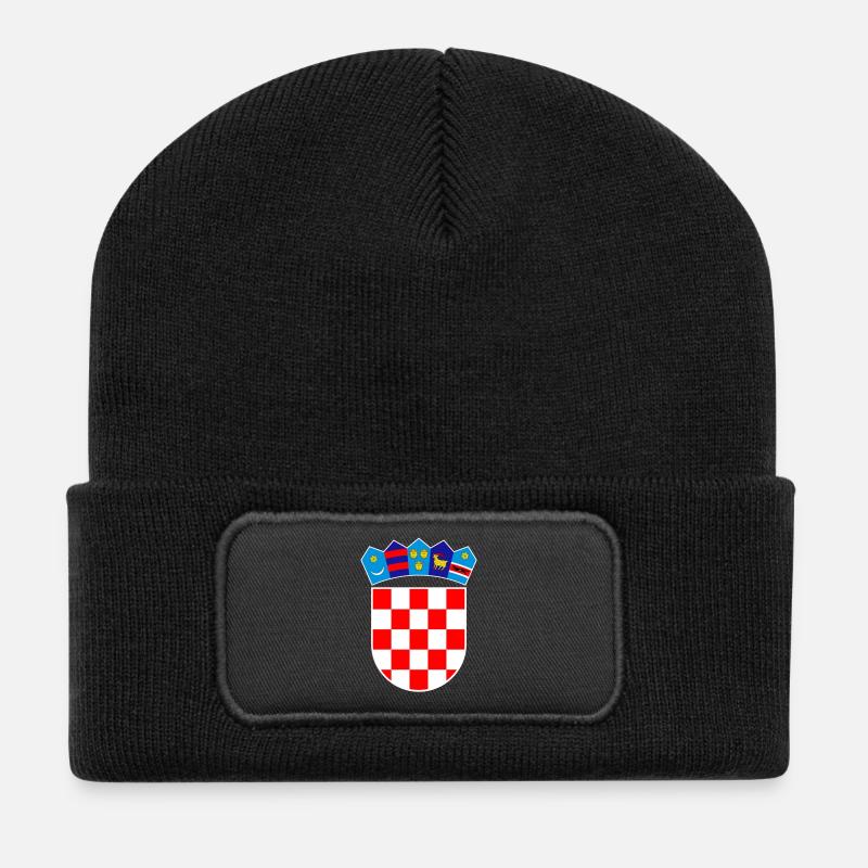Kroatien Wappen croatia Land Geschenkidee - Recycelte Patch Beanie - Schwarz