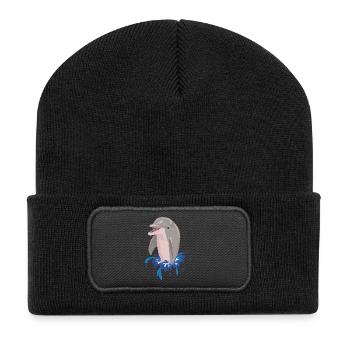 Dolphin sea beach splashes - Recycled Patch Beanie - black - Front